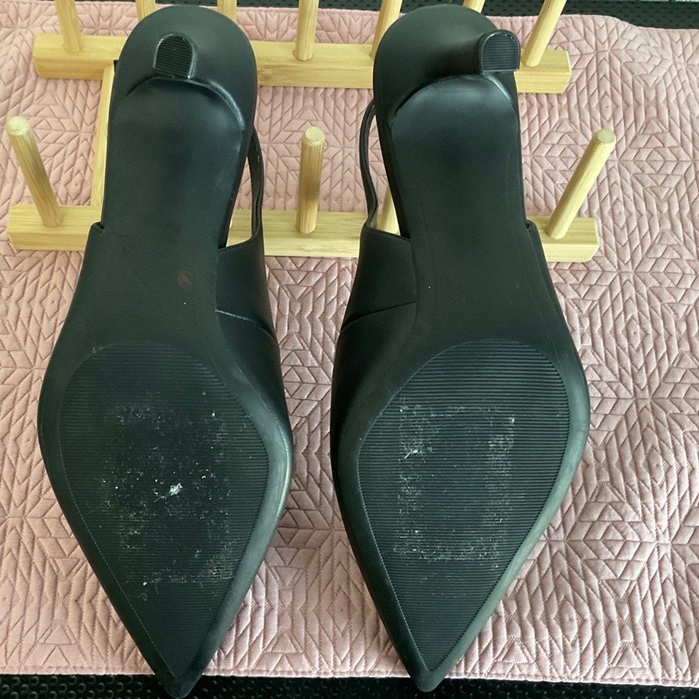 Nordstrom Rack Priscilla Black Slingback Pointed Toe Heels Womens 8.5M - Picture 7 of 16